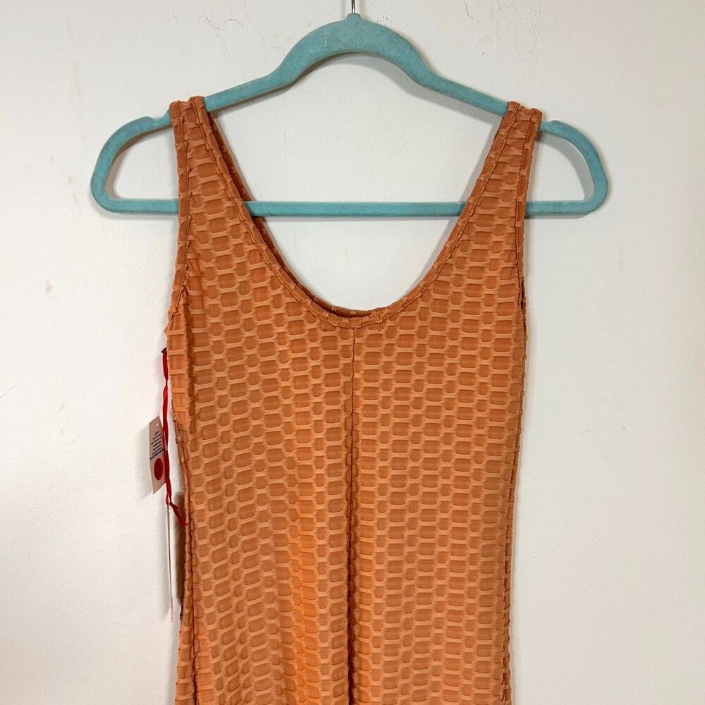 Roma Concept Jumpsuit Womens Large Nude Geometric Textured Scoop Neck Yoga NWT - Picture 9 of 13